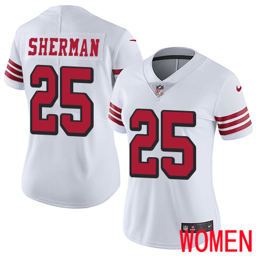 San Francisco 49ers Limited White Women Richard Sherman NFL Jersey 25 Rush Vapor Untouchable